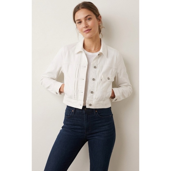 Levi's Jackets & Blazers - Levis Classic Pleated Cropped White Label Trucker Denim Jean Jacket- Extra Small